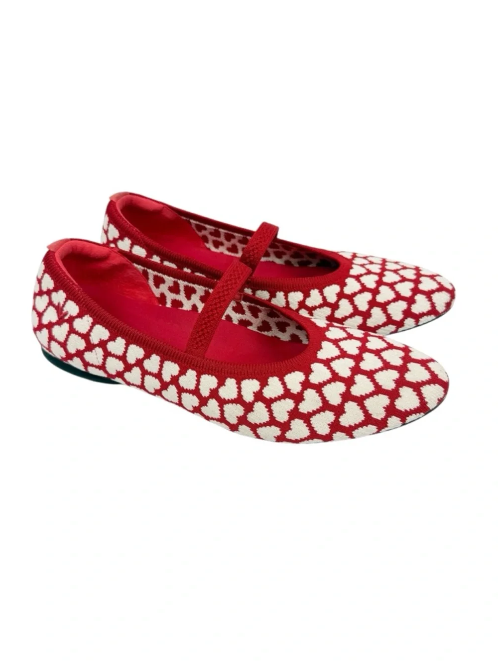Vivaia Tamia Adaptall Almond Toe Mary Jane Flats Romantic Red Hearts Size 40/ 9
